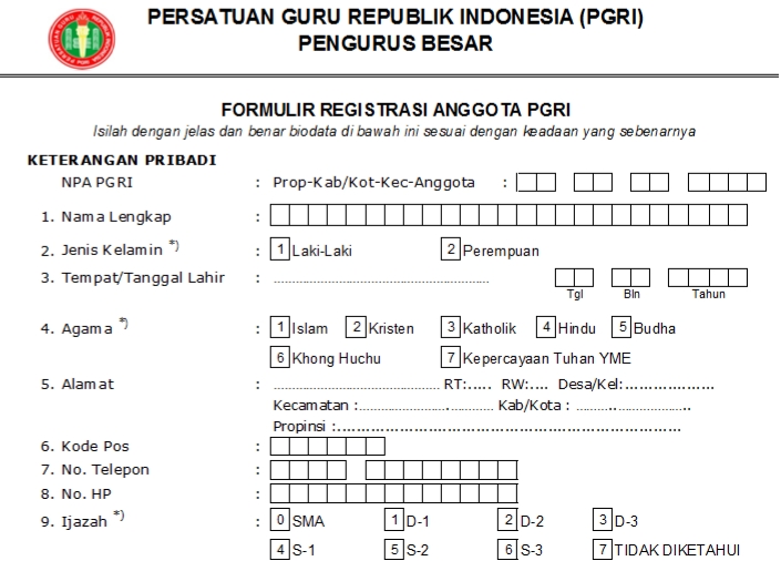 Pendaftaran PGRI Lingga - Persatuan Guru Republik Indonesia Cabang Lingga